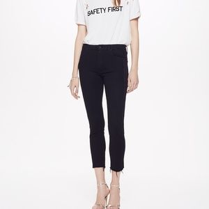 Mother High-Waisted ‘Looker Ankle Fray’ in Guilty Party Racer